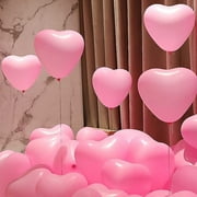 100 Pcs 10 inches Pink Color Heart Shaped Latex Balloons for Valentines Day, Propose Marriage, Wedding Party